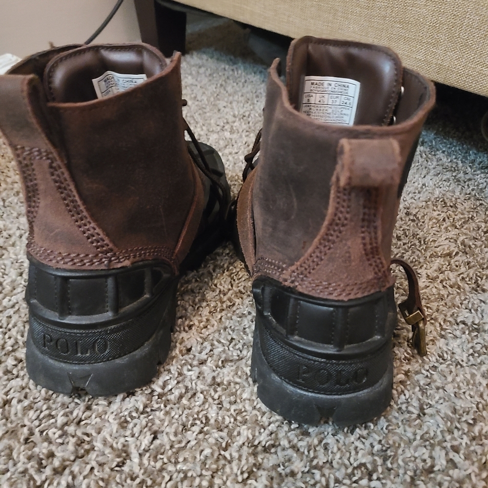 Polo Ralph Lauren Boys Oslo Leather Boots Size 5 - Picture 5 of 6